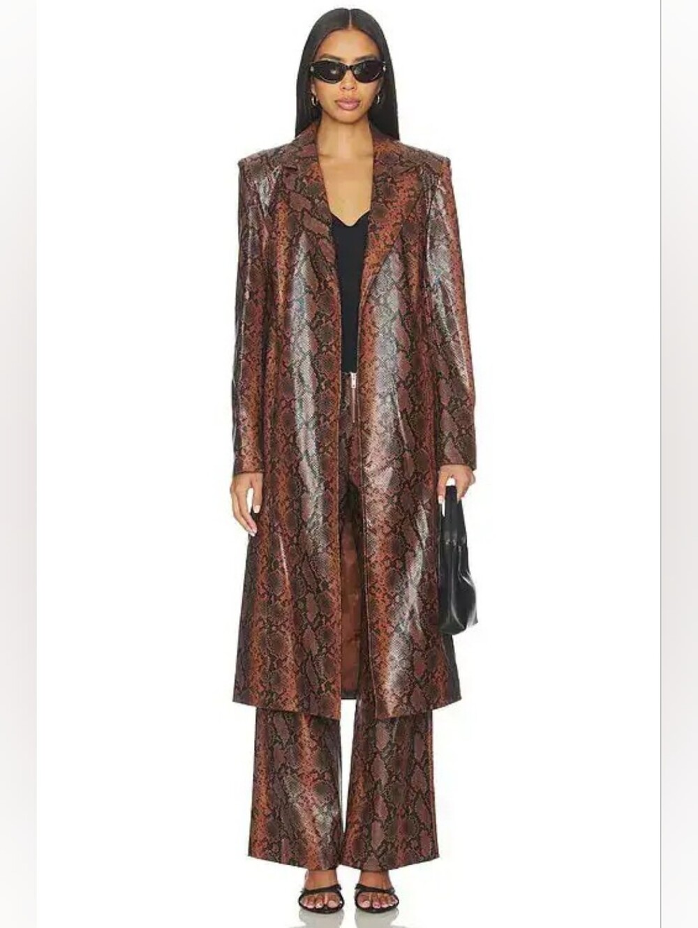 BY.DYLN x REVOLVE Melani Faux-Leather Snake Print Trench Coat Size Small